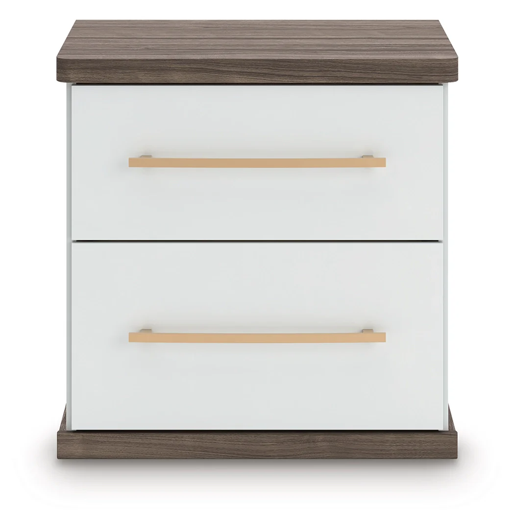 Kendanport - Brown / White - Two Drawer Night Stand - Image 4