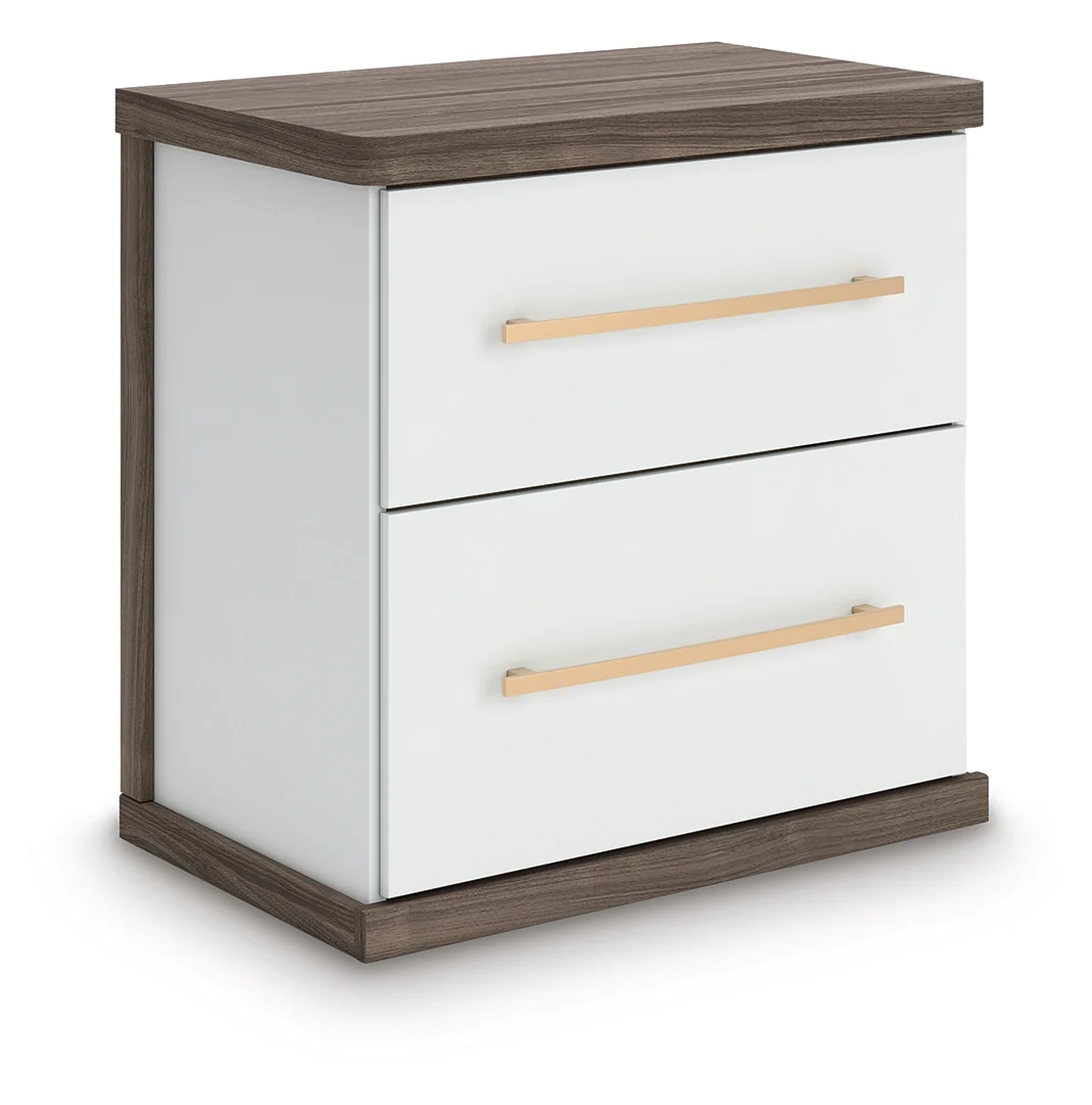 Kendanport - Brown / White - Two Drawer Night Stand - Image 5