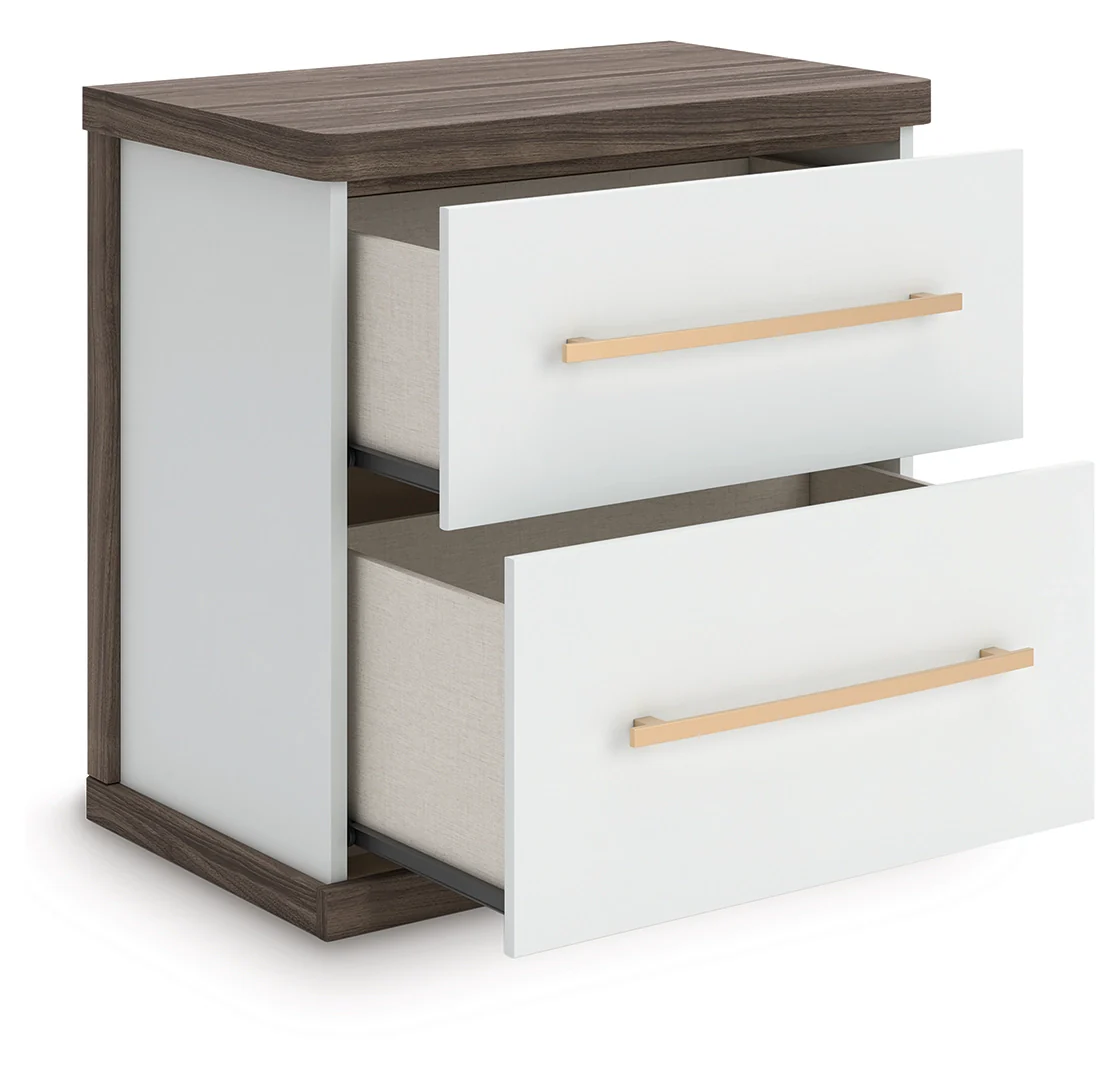 Kendanport - Brown / White - Two Drawer Night Stand - Image 6