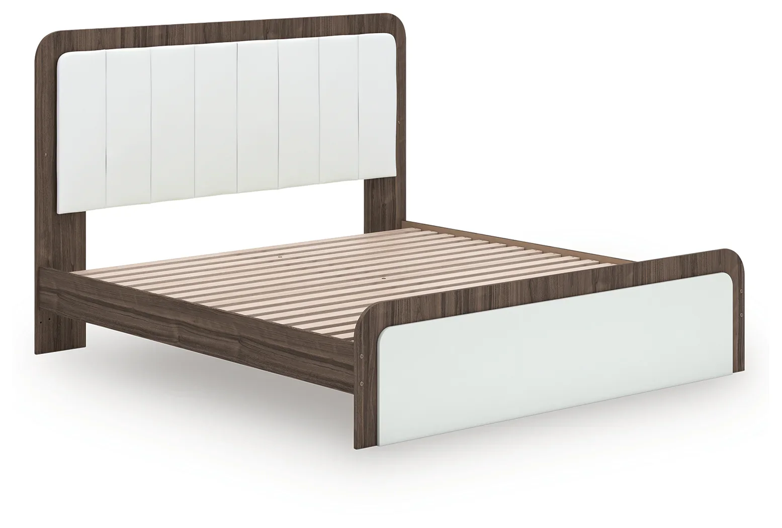 Kendanport - King Upholstered Bed - White / Brown - Image 3