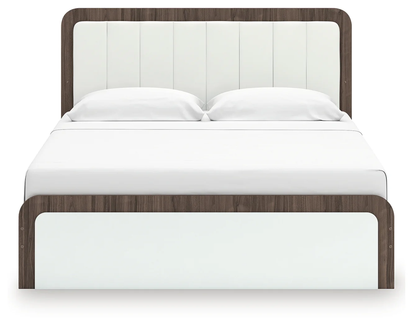 Kendanport - King Upholstered Bed - White / Brown - Image 4
