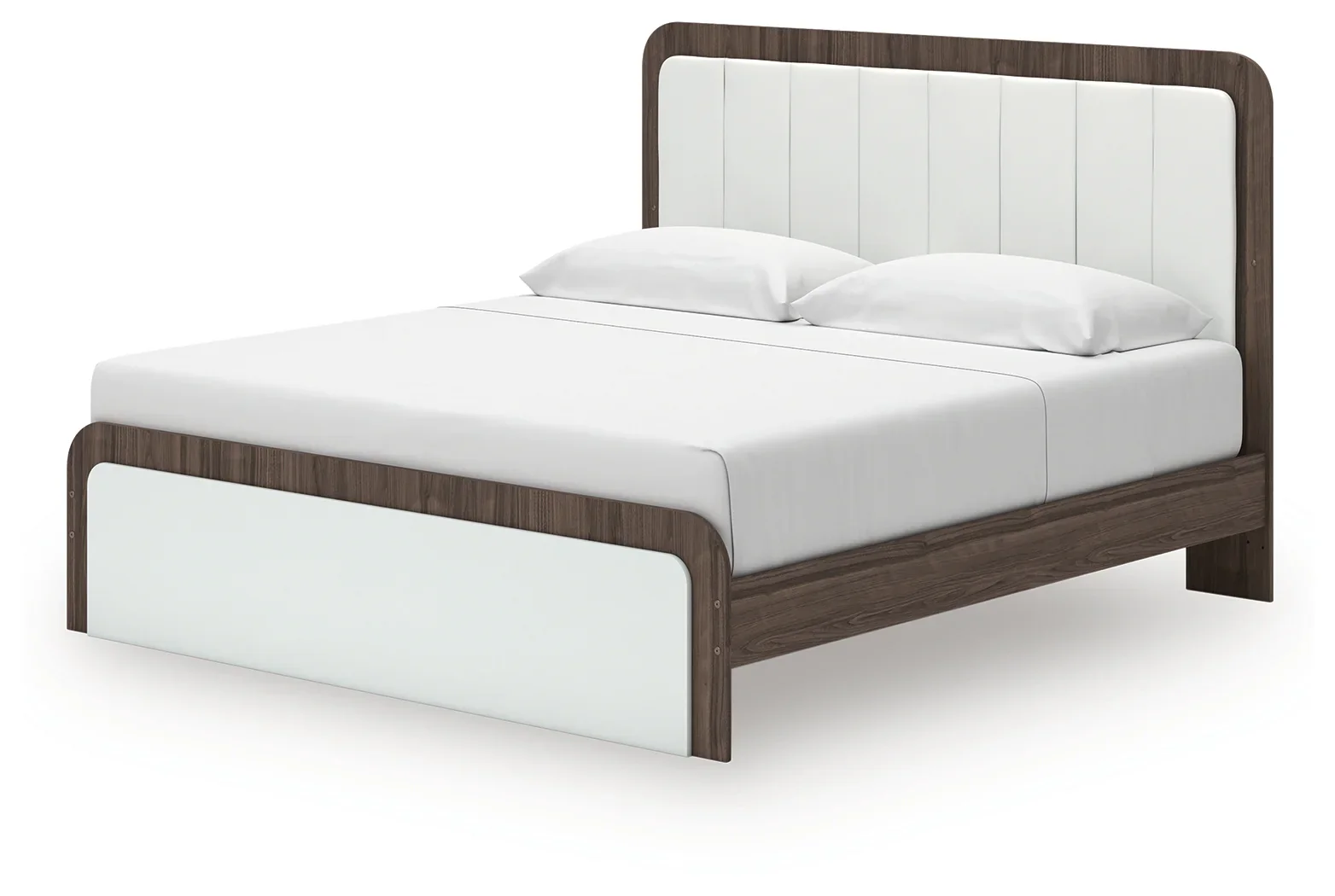 Kendanport - King Upholstered Bed - White / Brown - Image 5