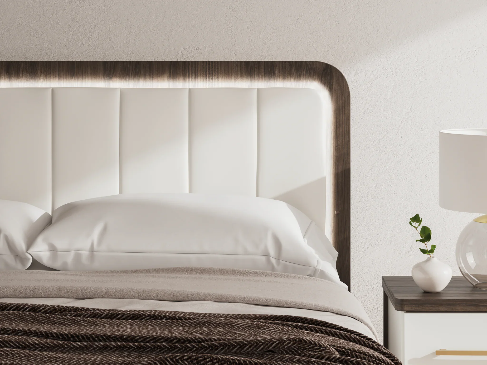 Kendanport - King Upholstered Bed - White / Brown - Image 8
