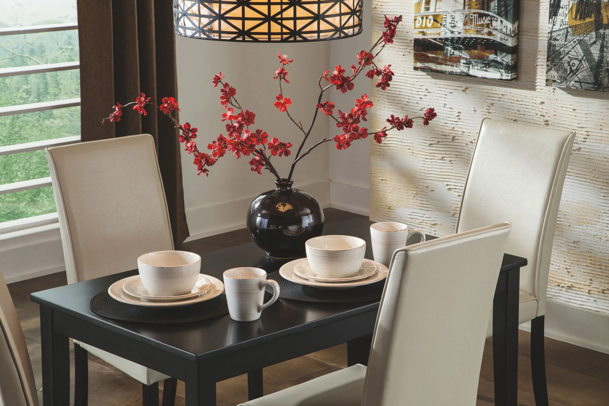Kimonte - Dark Brown - 5 Pc. - Dining Room Table, 2 Beige Side Chairs, 2 Brown Side Chairs - Image 5