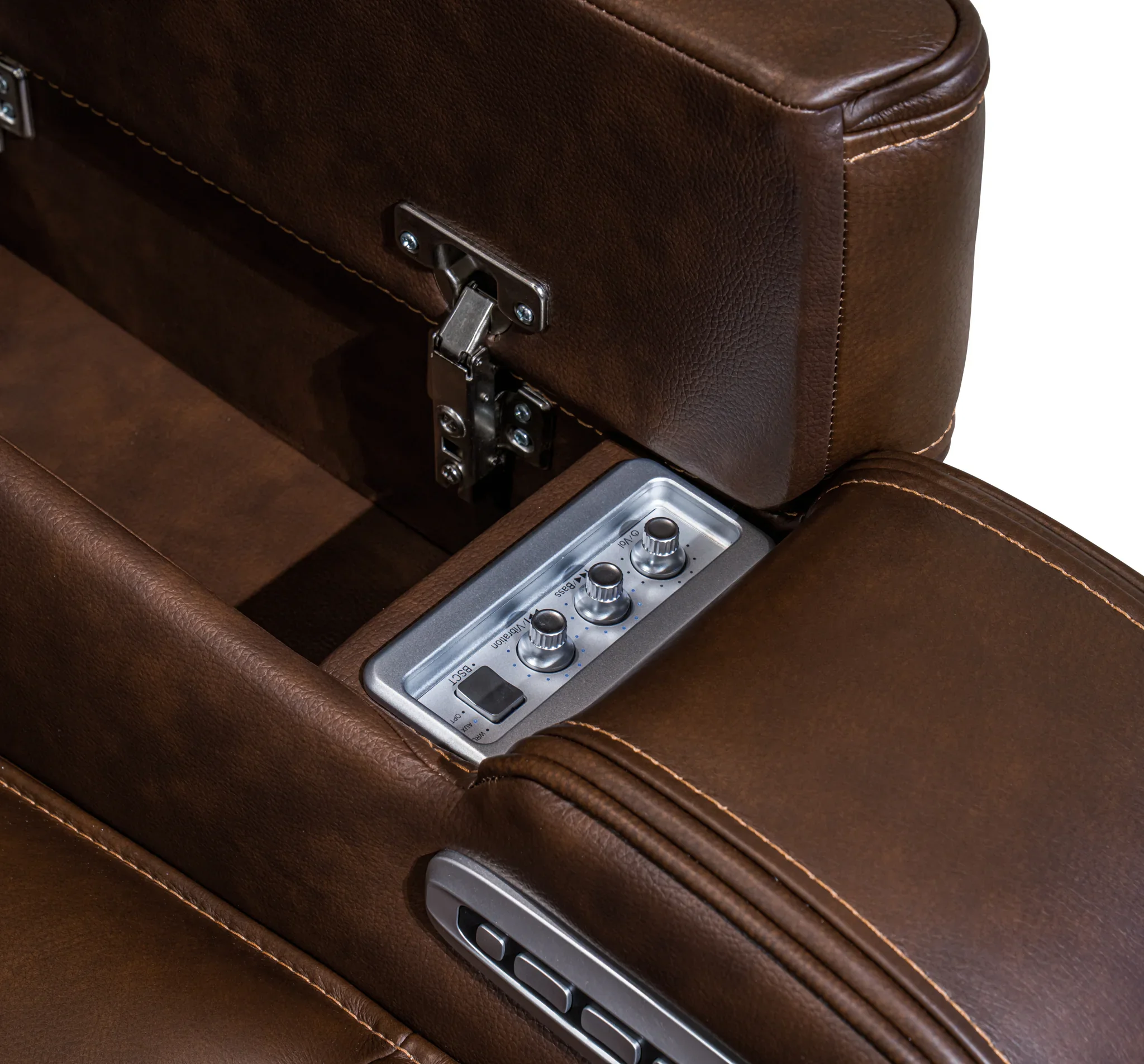 Knightington - Brown - Power Reclining Sofa With Audio Seating - Image 11