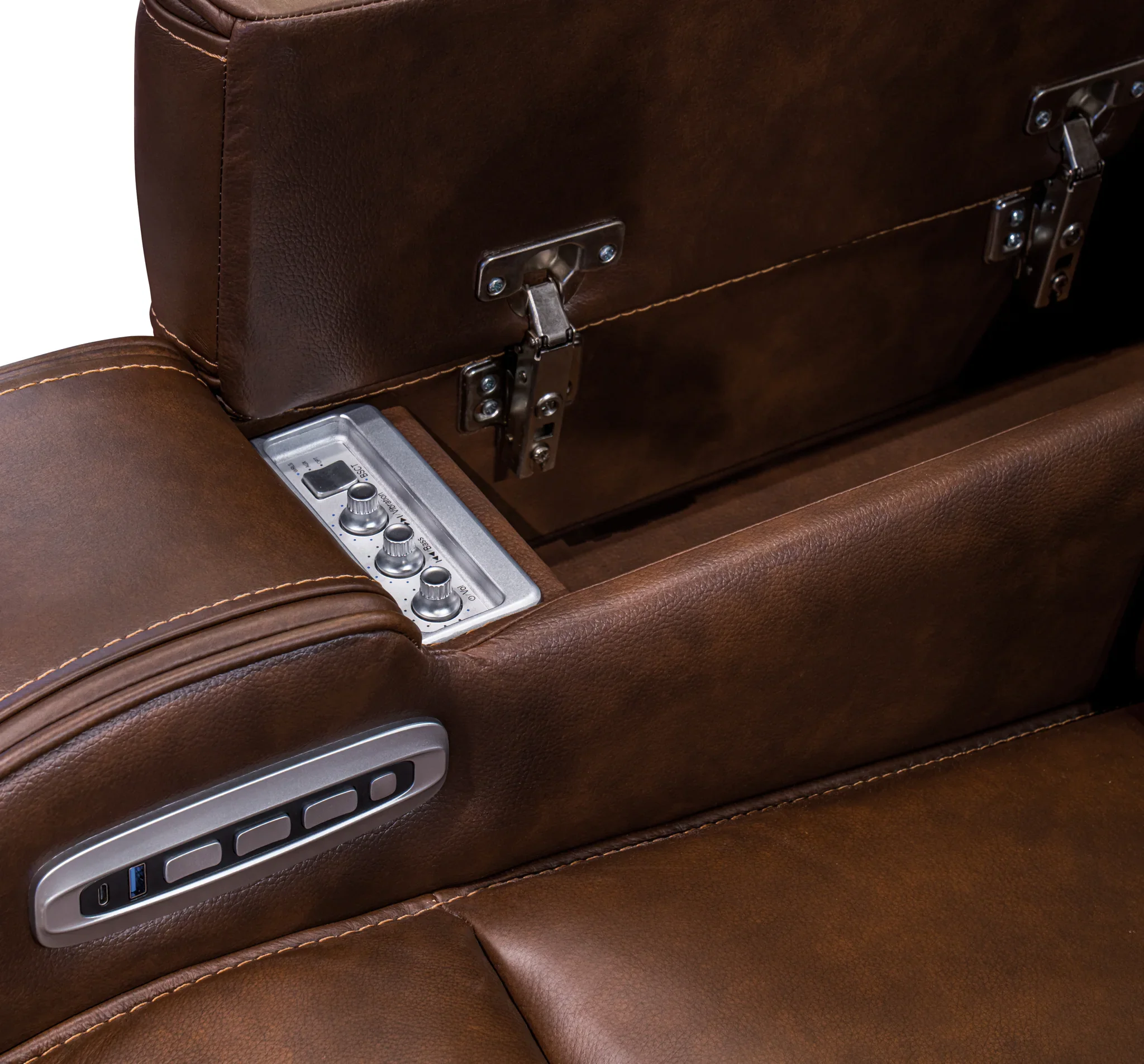 Knightington - Brown - Power Reclining Sofa With Audio Seating - Image 12