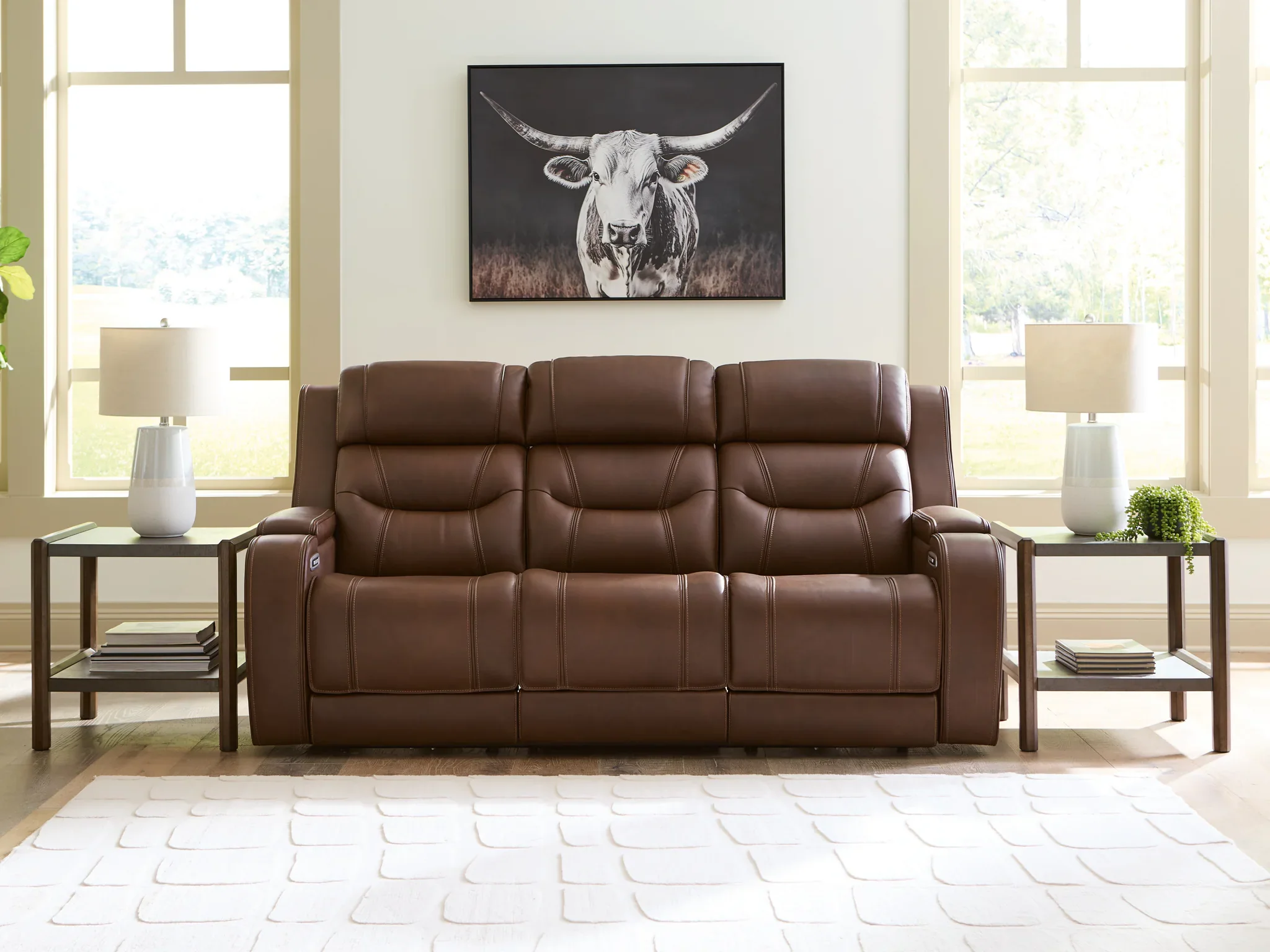 Knightington - Brown - Power Reclining Sofa With Audio Seating - Image 2
