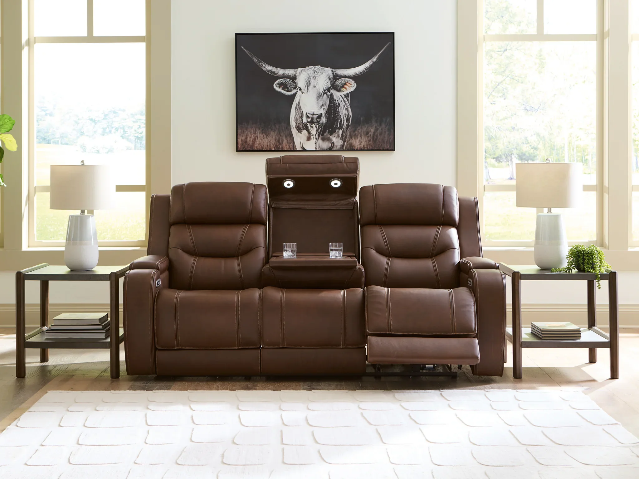 Knightington - Brown - Power Reclining Sofa With Audio Seating - Image 7