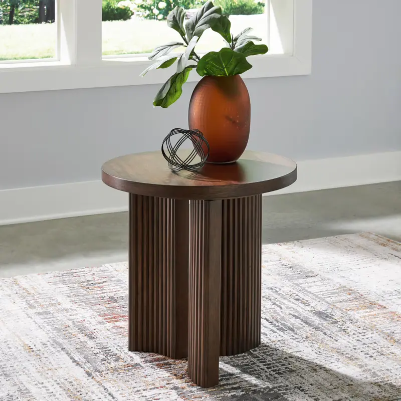 Korestone - Dark Brown - Round End Table - Image 2
