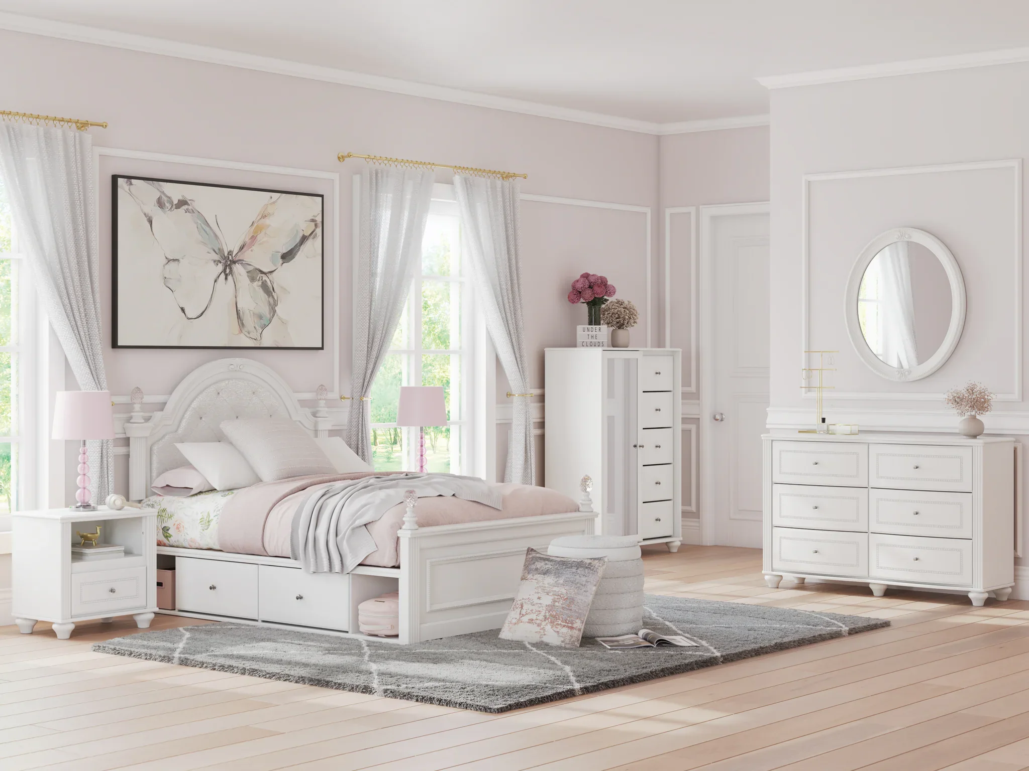 Kozlani - Dresser And Mirror - White - Image 2