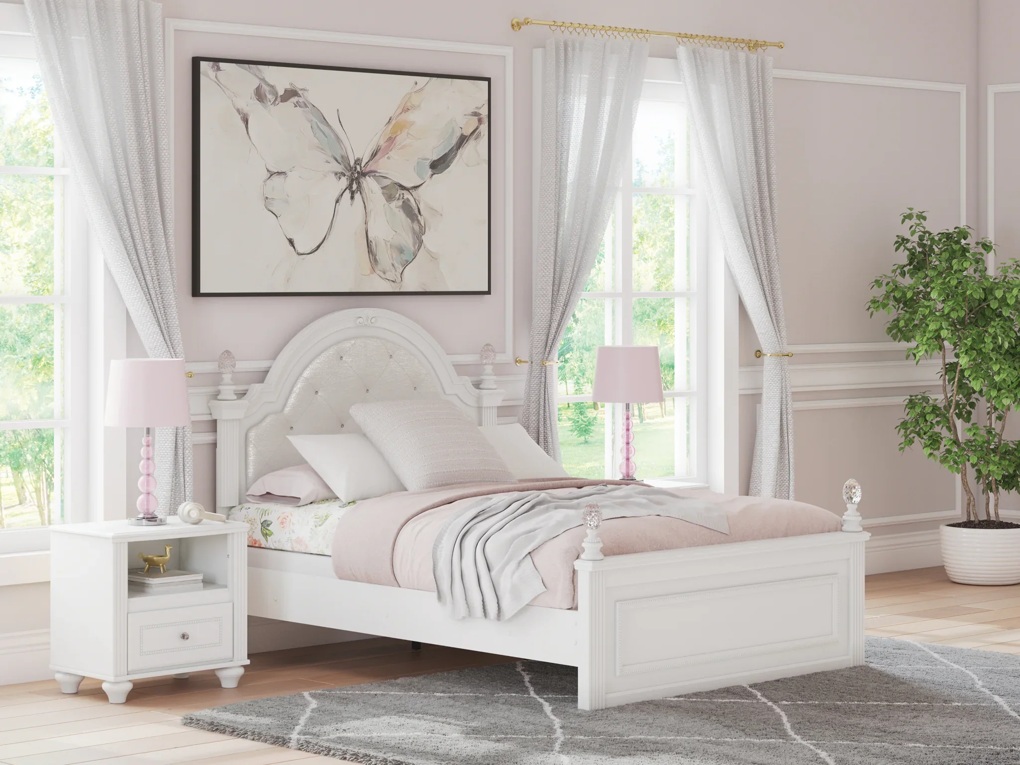 Kozlani - Full Upholstered Panel Bed - White - Image 2