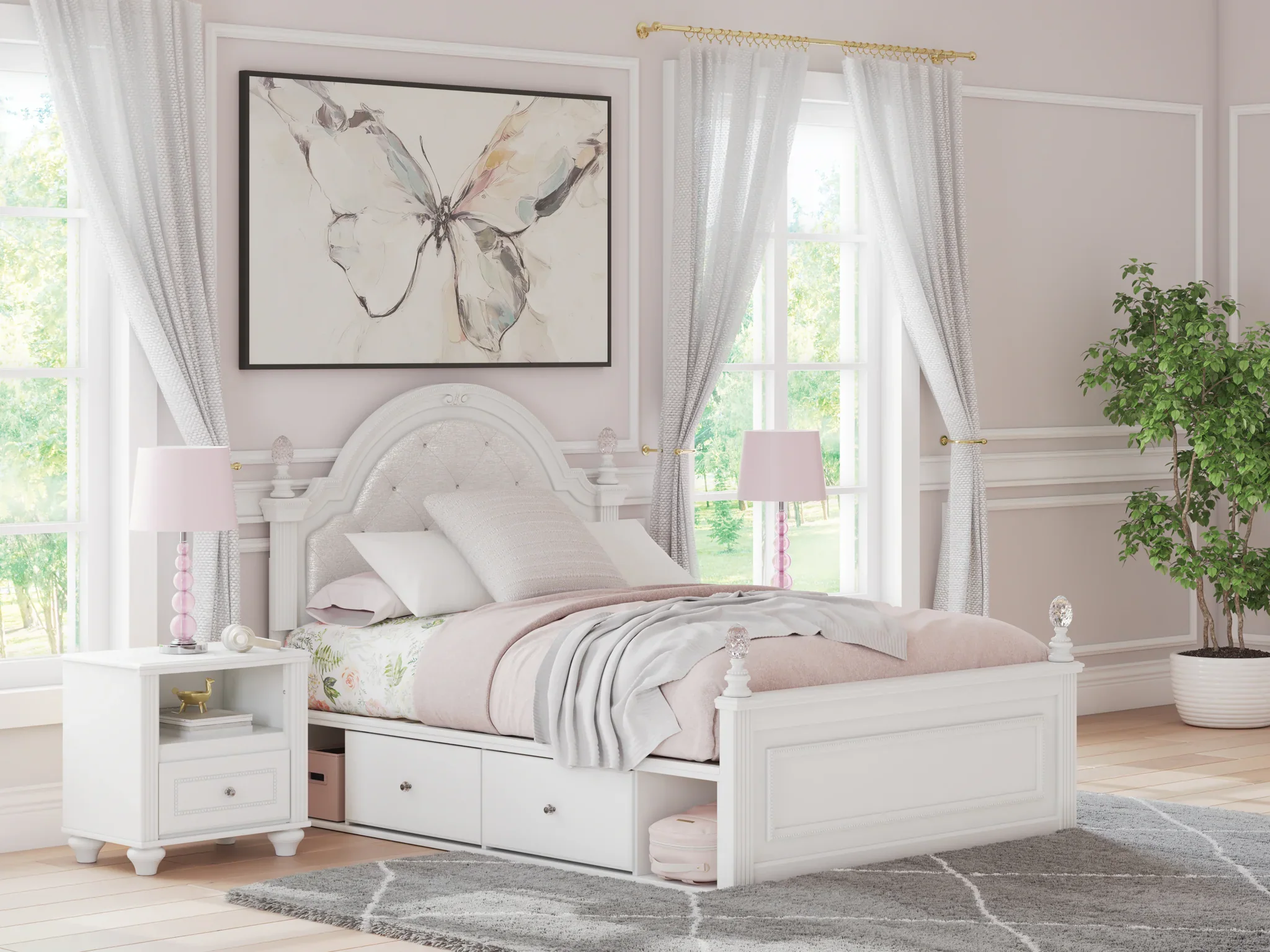 Kozlani - Full Upholstered Panel Storage Bed - White - Image 4