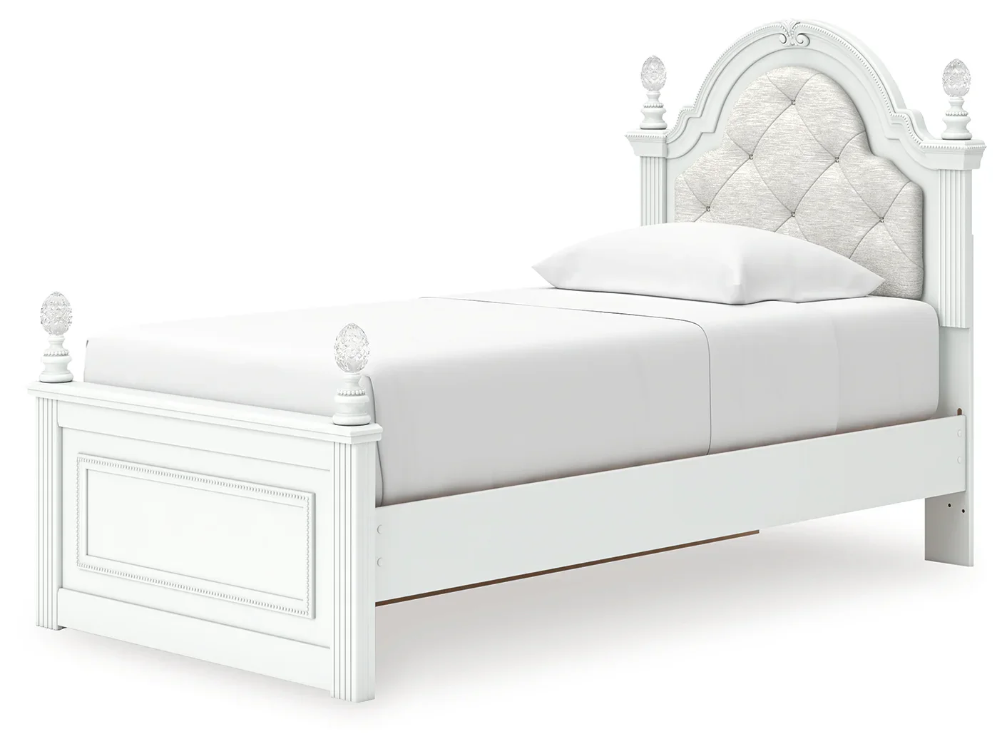 Kozlani - Twin Upholstered Panel Storage Bed - White - Image 3