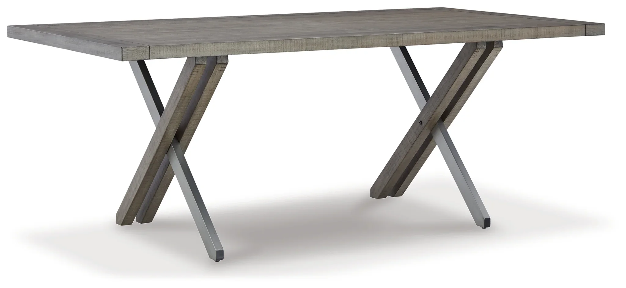 Krystanza - Weathered Gray - 10 Pc. - Dining Room Table, 8 Oatmeal Side Chairs, Server - Image 2