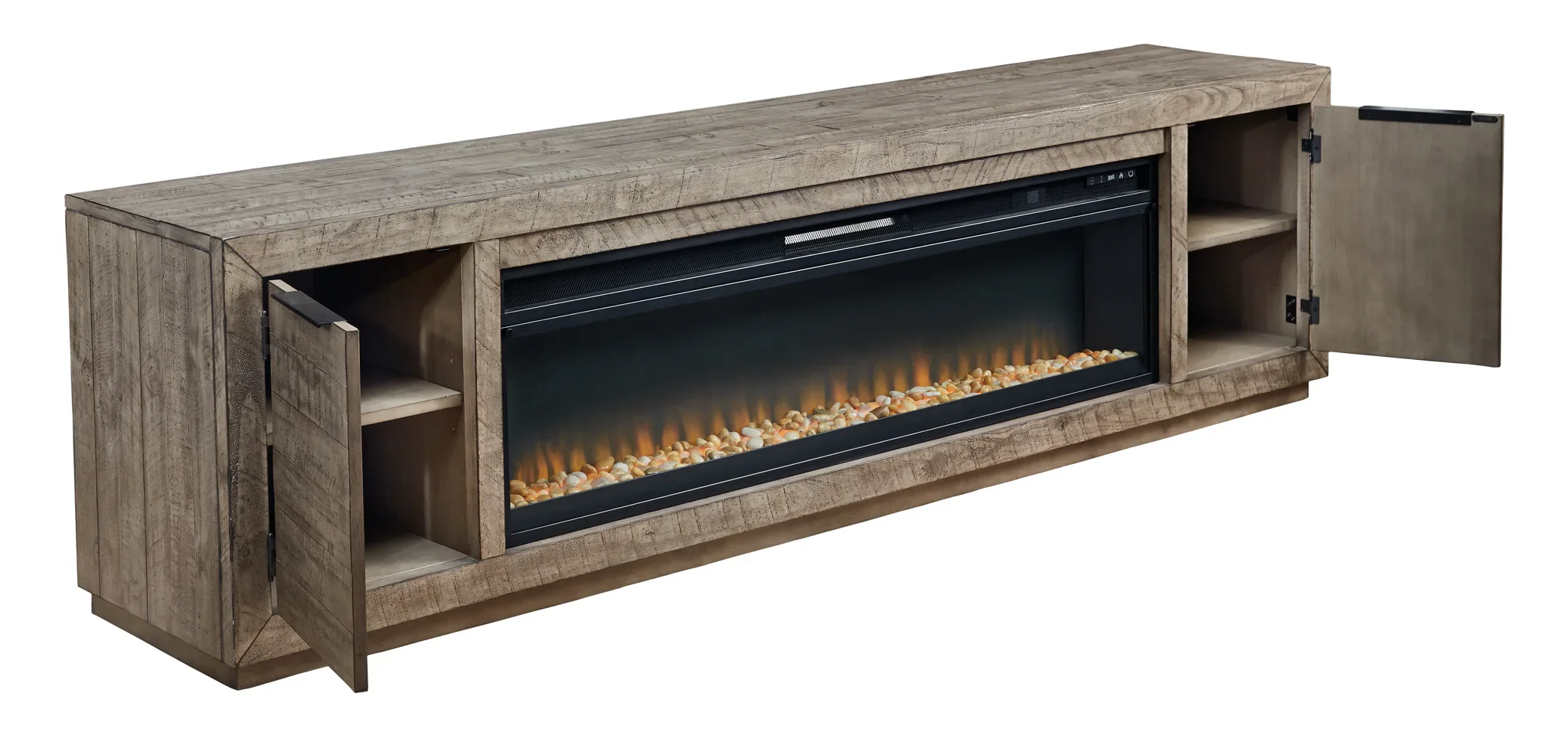 Krystanza - Weathered Gray - TV Stand With Wide Fireplace Insert - Image 5