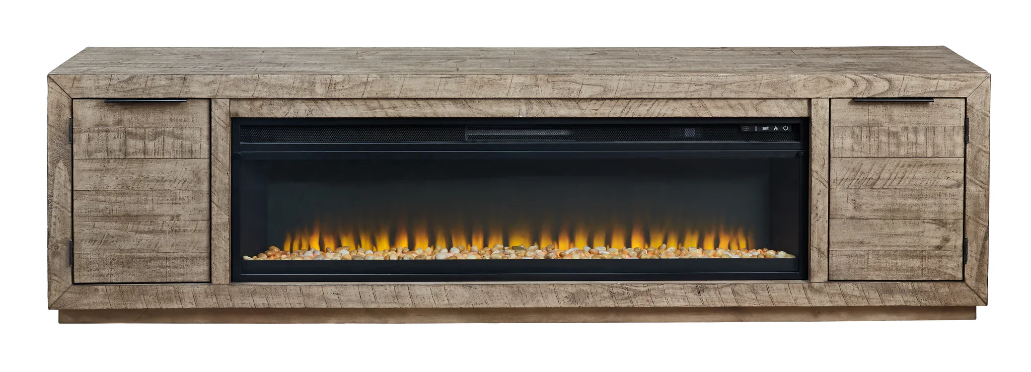 Krystanza - Weathered Gray - TV Stand With Wide Fireplace Insert - Image 7