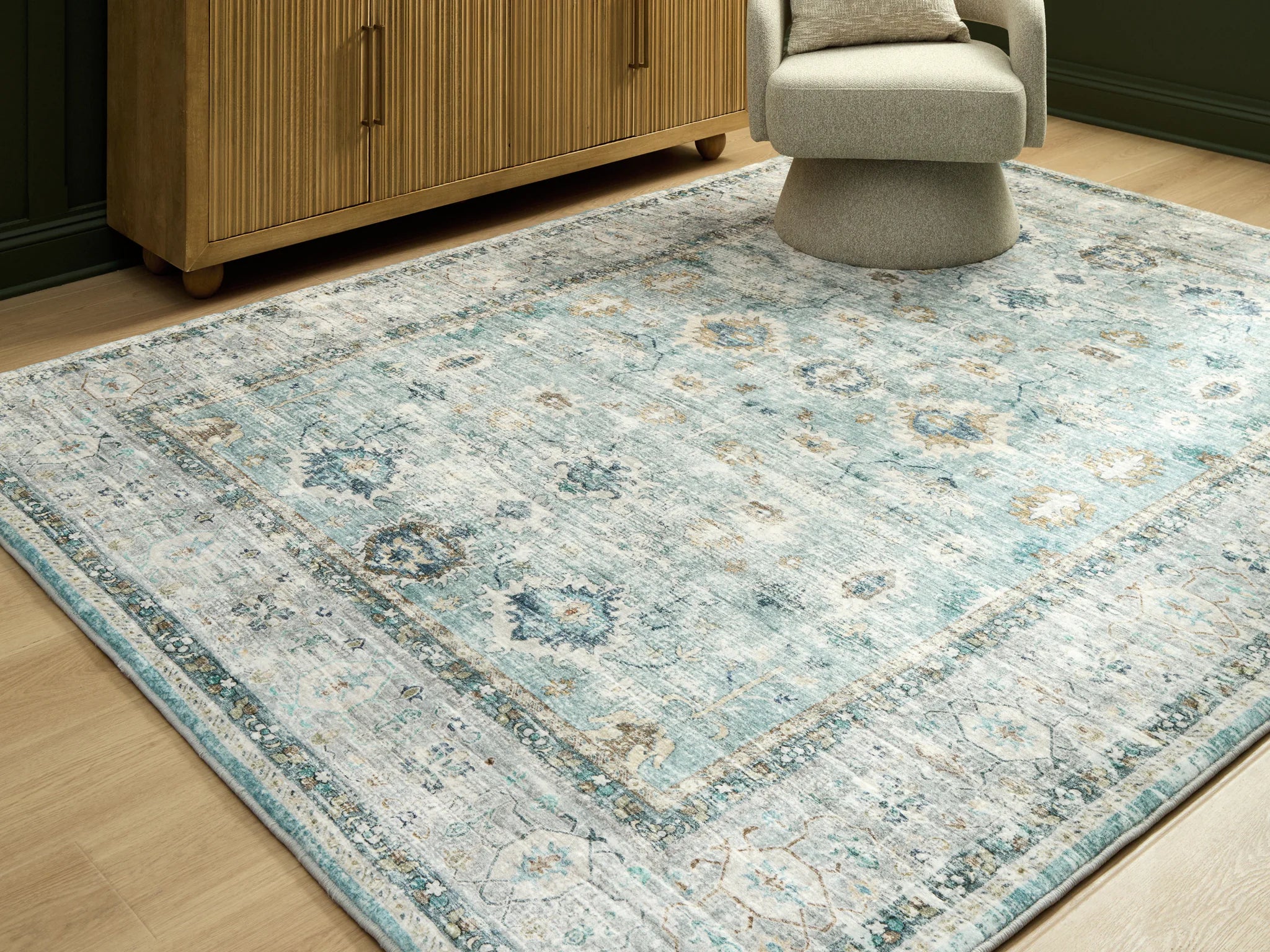 Ladstoney - Teal / Beige / Ochre - Large Rug - 8' x 10' - Image 2
