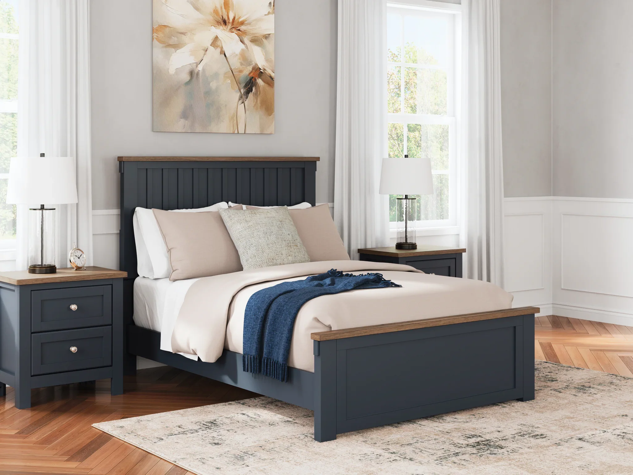 Landocken - Brown / Blue - Full Panel Bed - Image 2