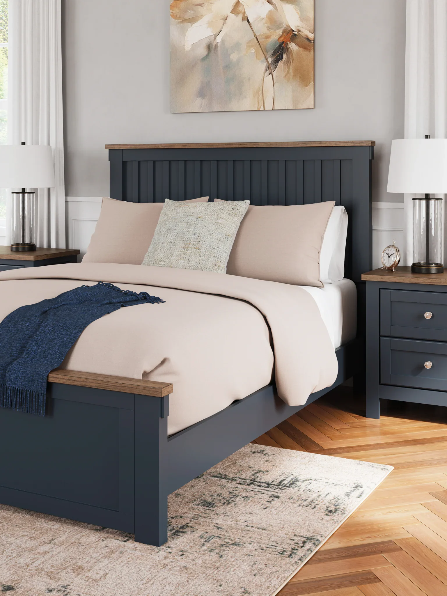 Landocken - Brown / Blue - Queen Panel Bed - Image 9