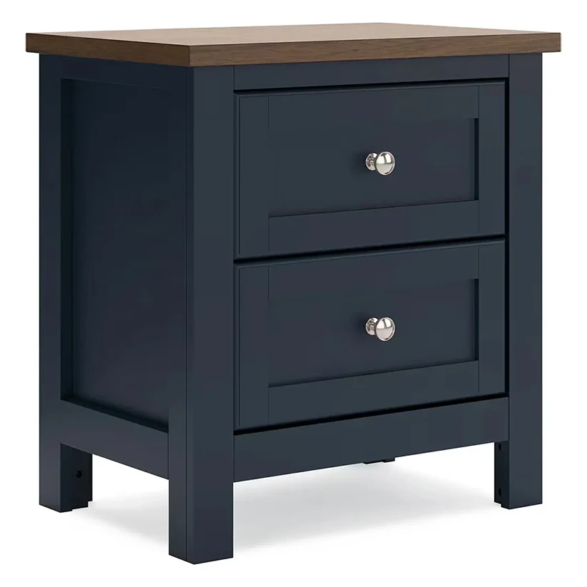 Landocken - Brown / Blue - Two Drawer Night Stand
