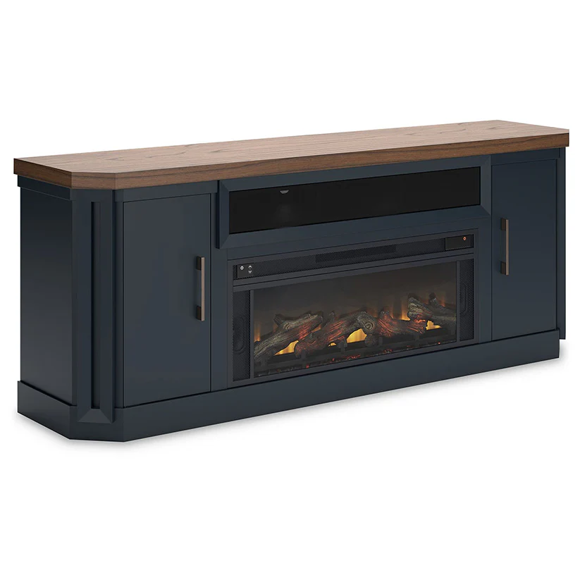 Landocken - Two-tone - 83" TV Stand With Electric Fireplace