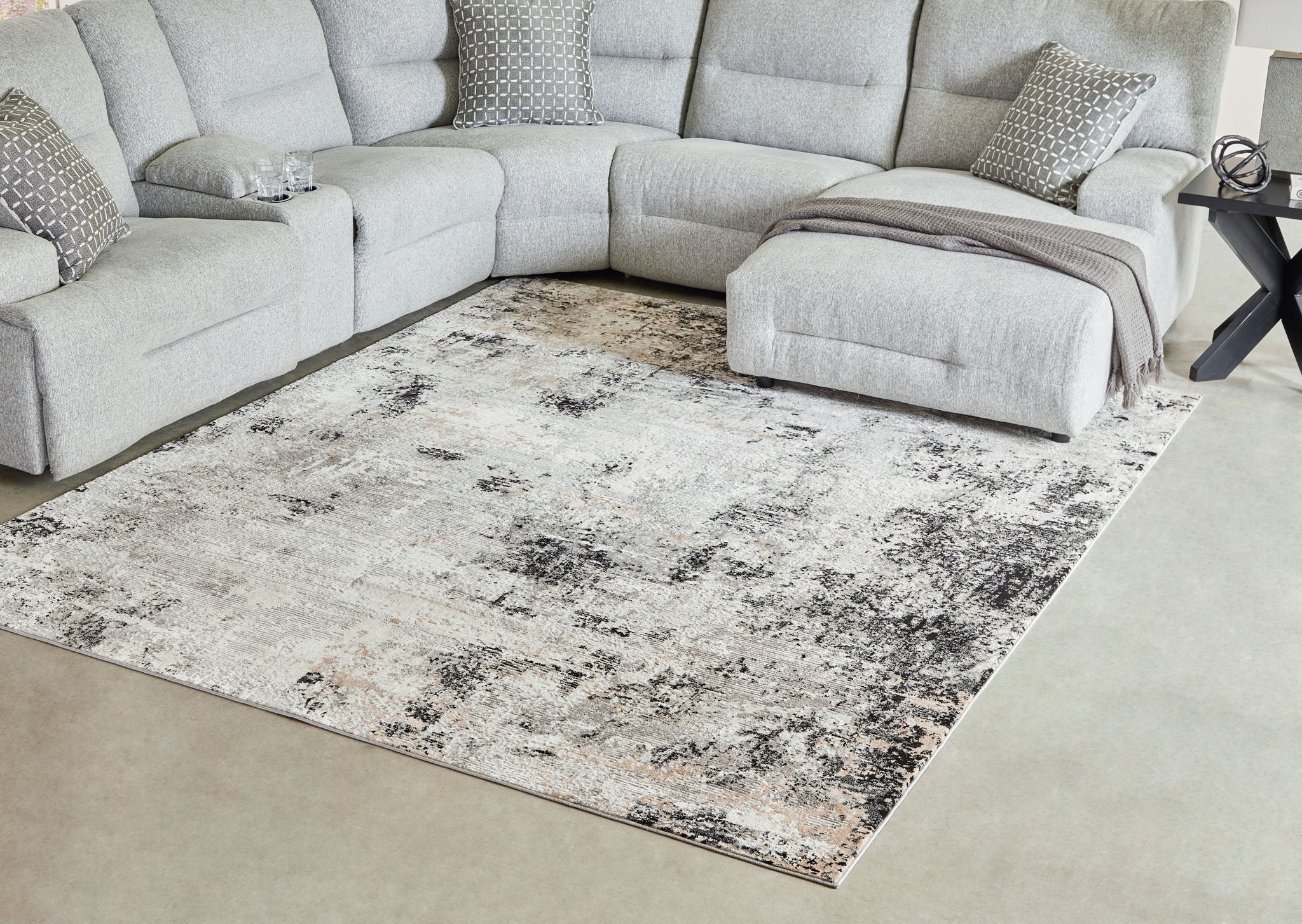 Langwell - Black / Gray / White - Large Rug - 8' x 10' - Image 2