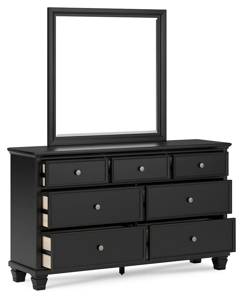 Lanolee - Black - Dresser And Mirror - Image 5