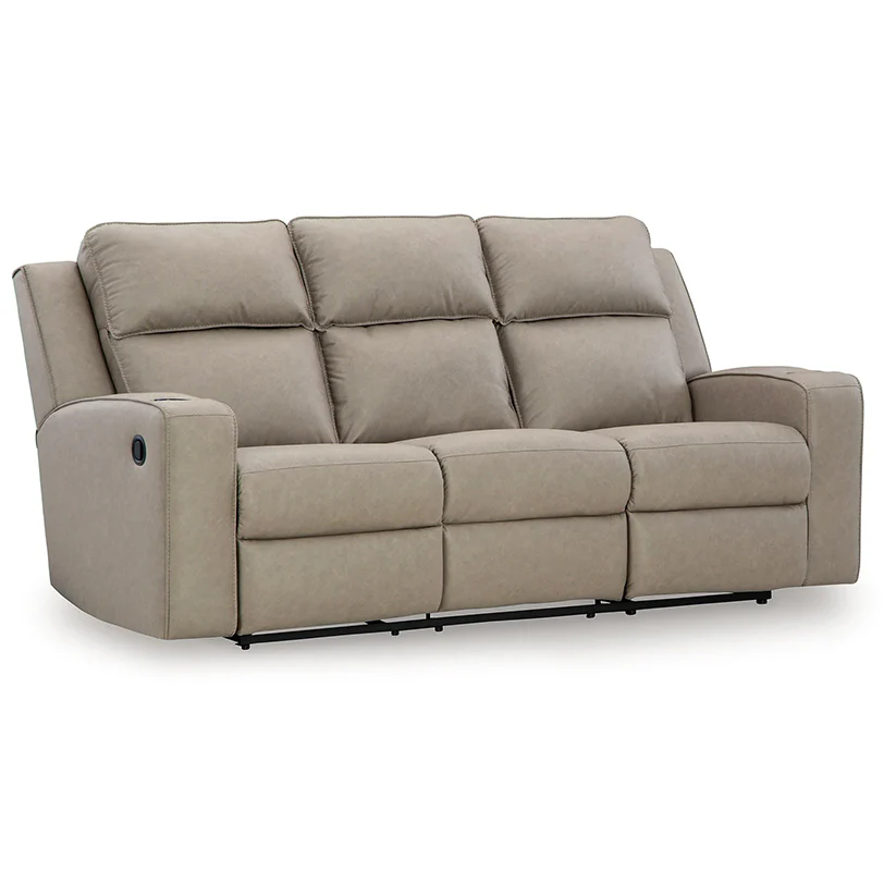 Lavenhorne - Pebble - Rec Sofa W/Drop Down Table