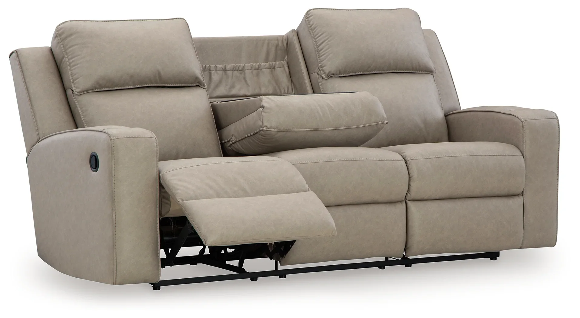Lavenhorne - Pebble - Rec Sofa W/Drop Down Table - Image 4