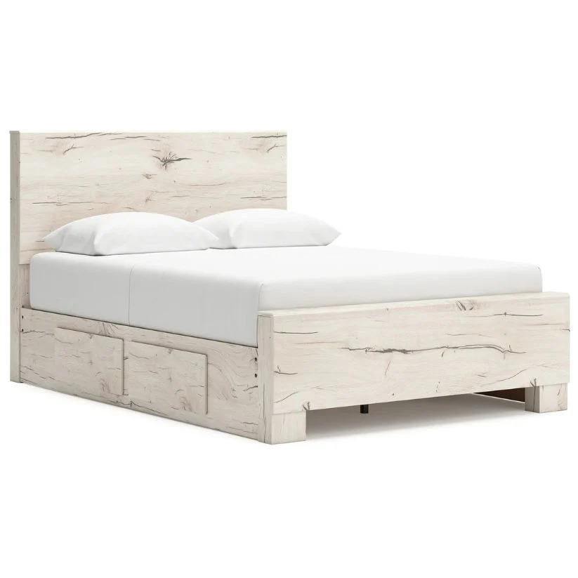 Lawroy - Light Natural - Full Panel Bed With 2 Under Bed Storage Units