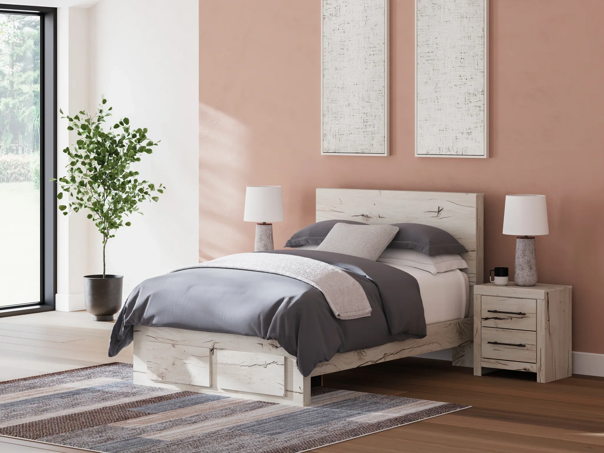 Lawroy - Light Natural - Full Panel Bed With Storage Footboard - Image 2