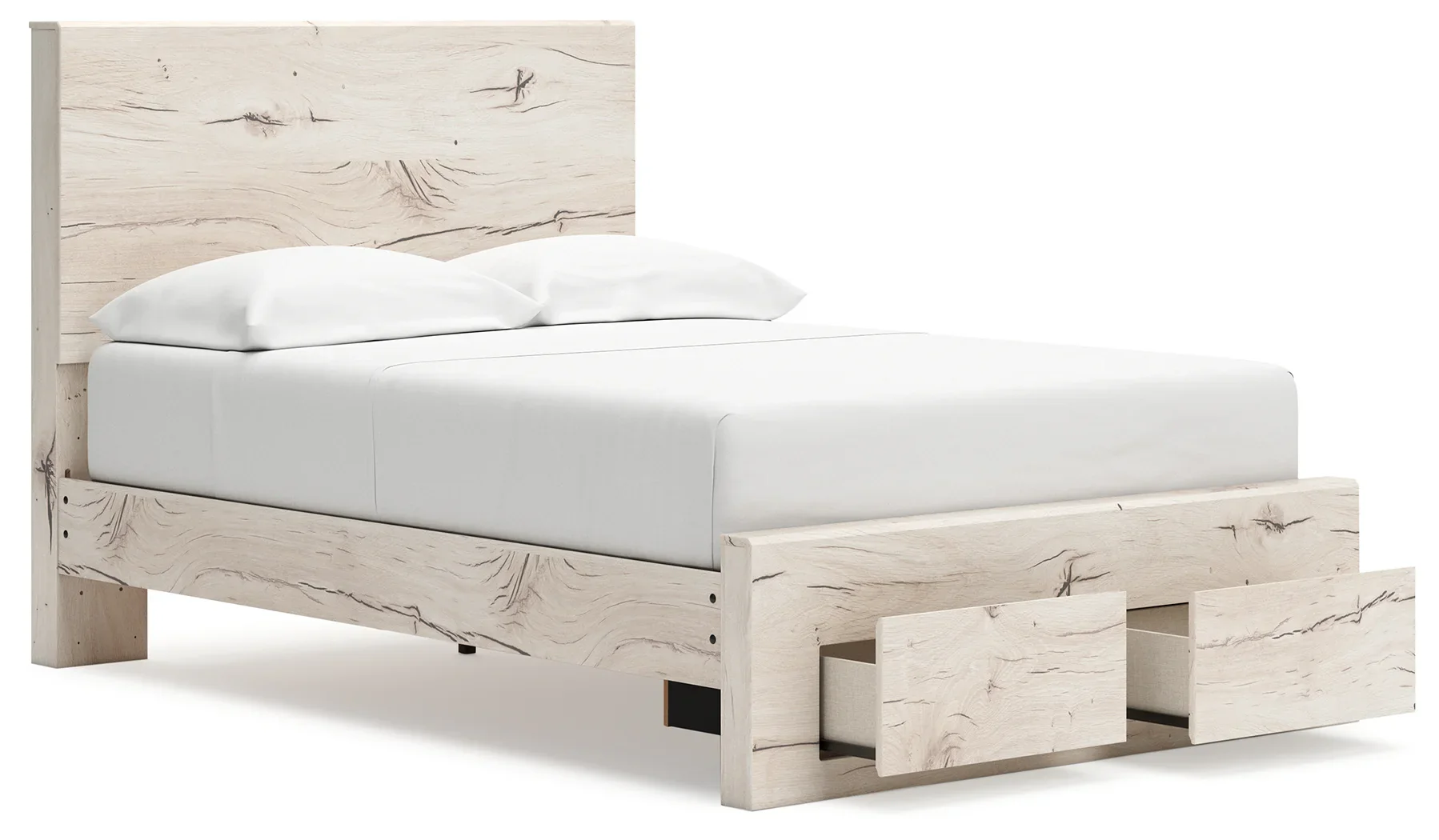 Lawroy - Light Natural - Full Panel Bed With Storage Footboard - Image 3