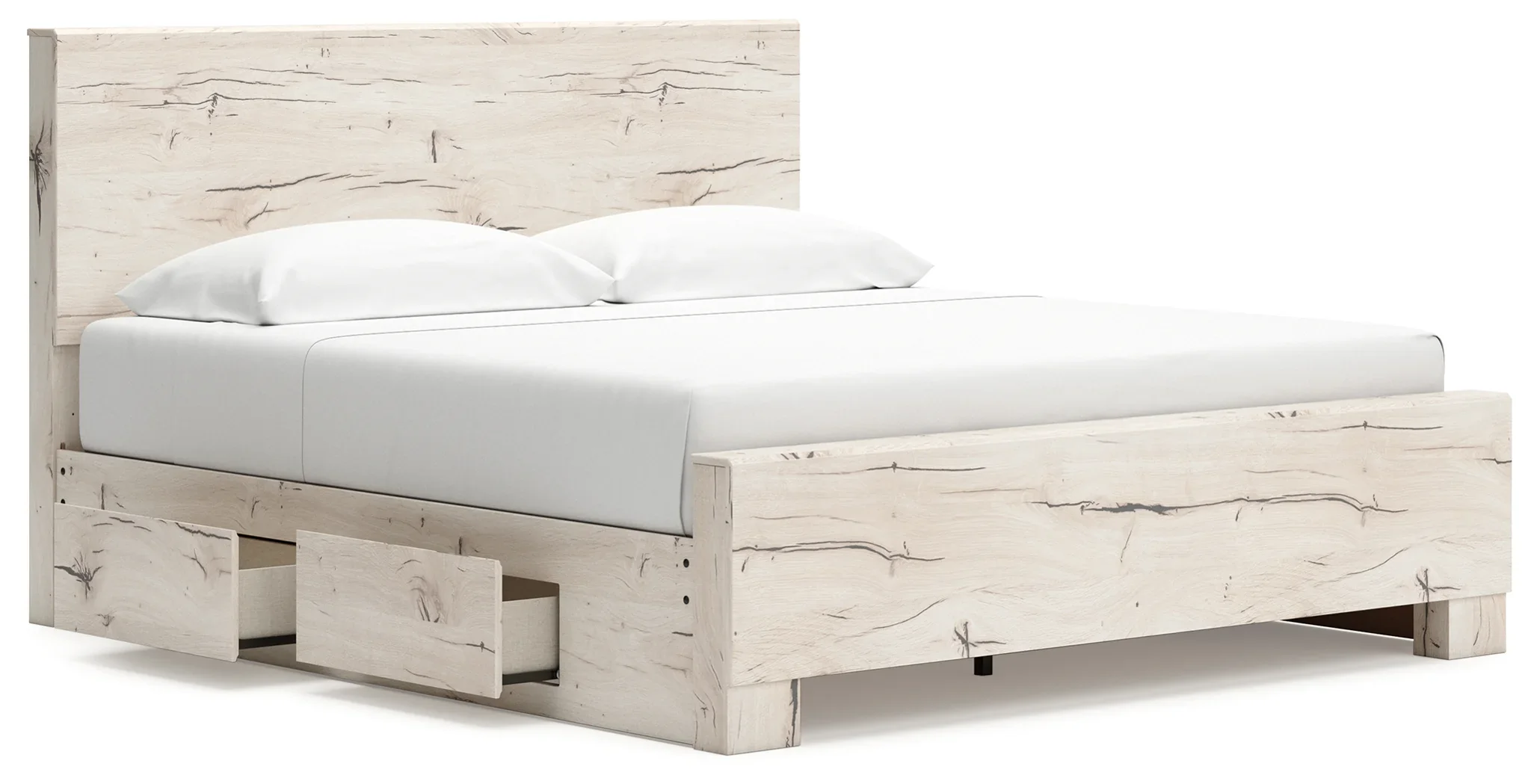 Lawroy - Light Natural - King Panel Bed With 2 Under Bed Storage Units - Image 3