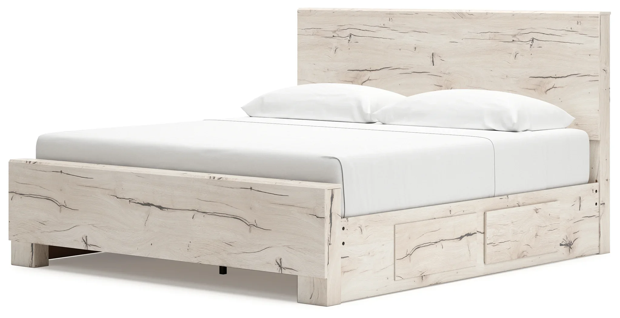 Lawroy - Light Natural - King Panel Bed With 2 Under Bed Storage Units - Image 4