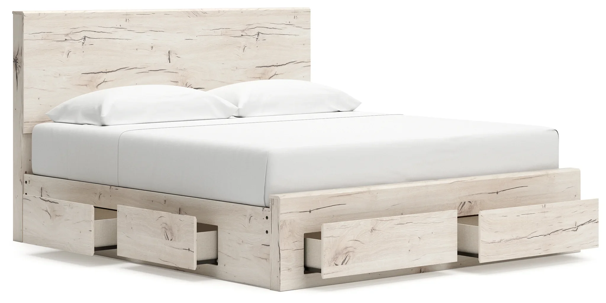 Lawroy - Light Natural - King Panel Bed With Storage Footboard And 2 Under Bed Storage Units - Image 3