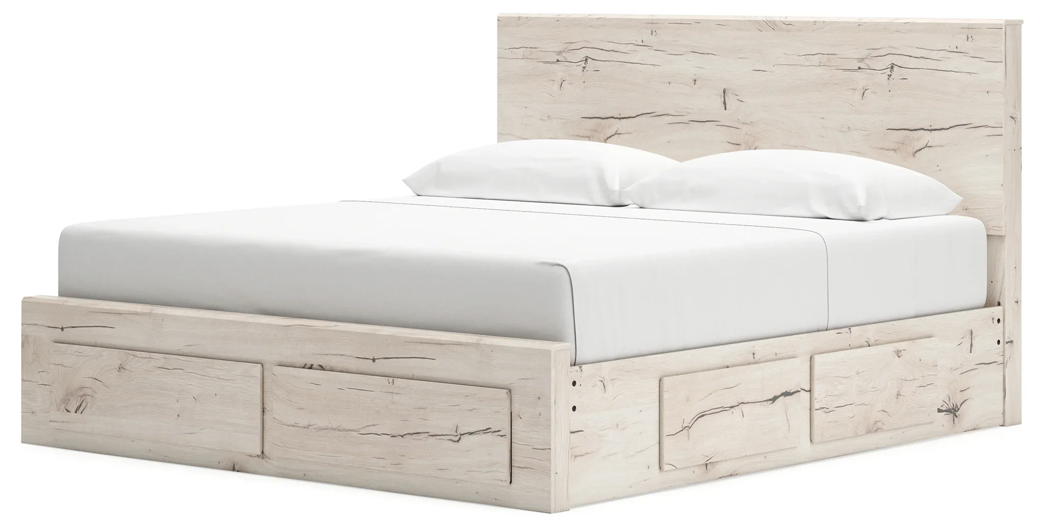 Lawroy - Light Natural - King Panel Bed With Storage Footboard And 2 Under Bed Storage Units - Image 4