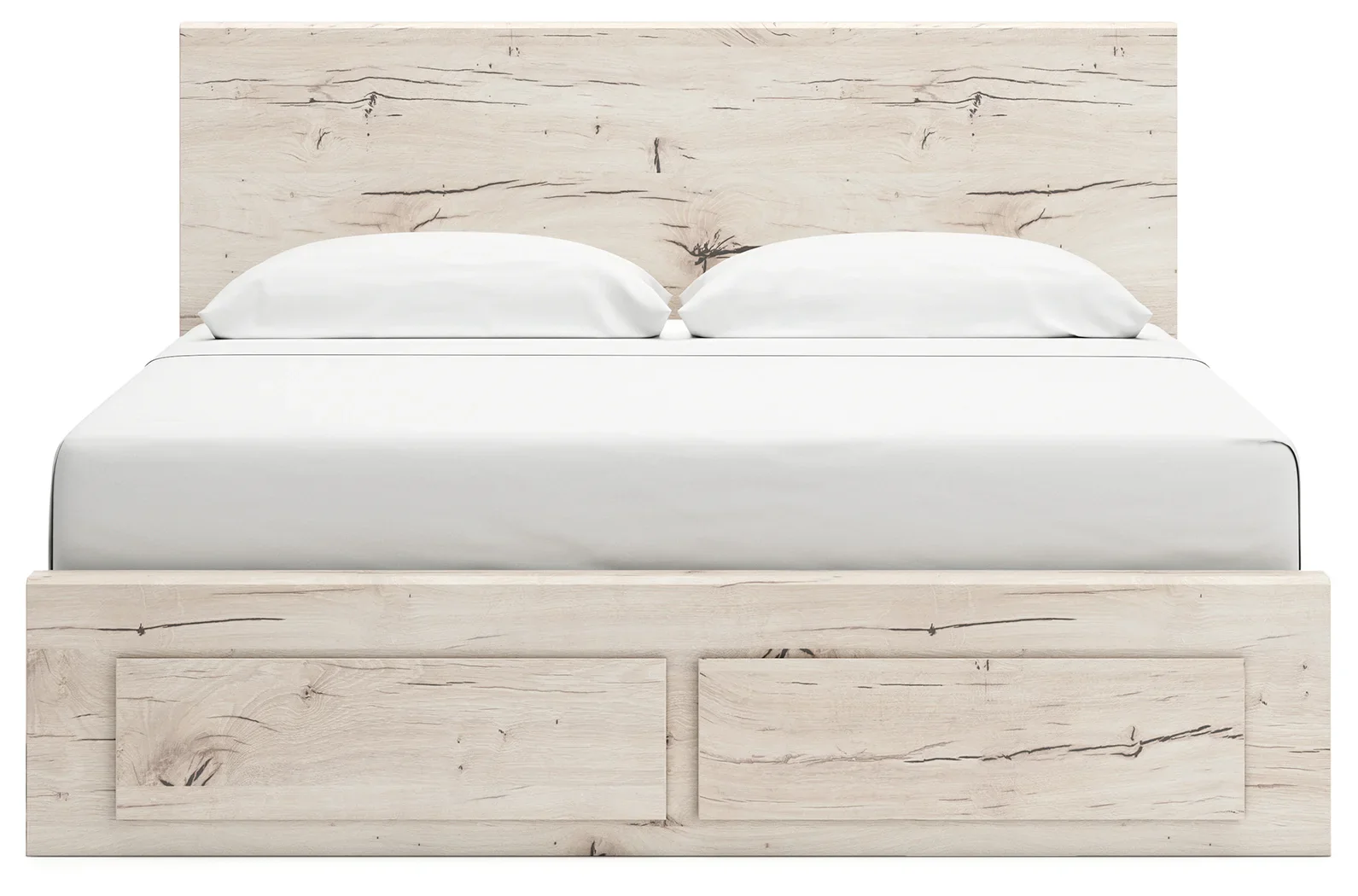 Lawroy - Light Natural - King Panel Bed With Storage Footboard And 2 Under Bed Storage Units - Image 5