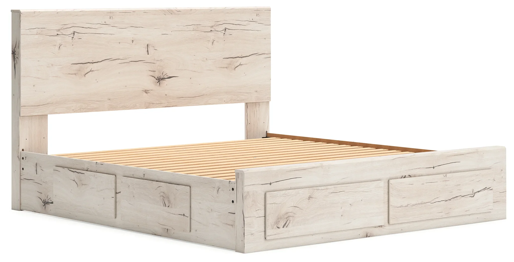 Lawroy - Light Natural - King Panel Bed With Storage Footboard And 2 Under Bed Storage Units - Image 9