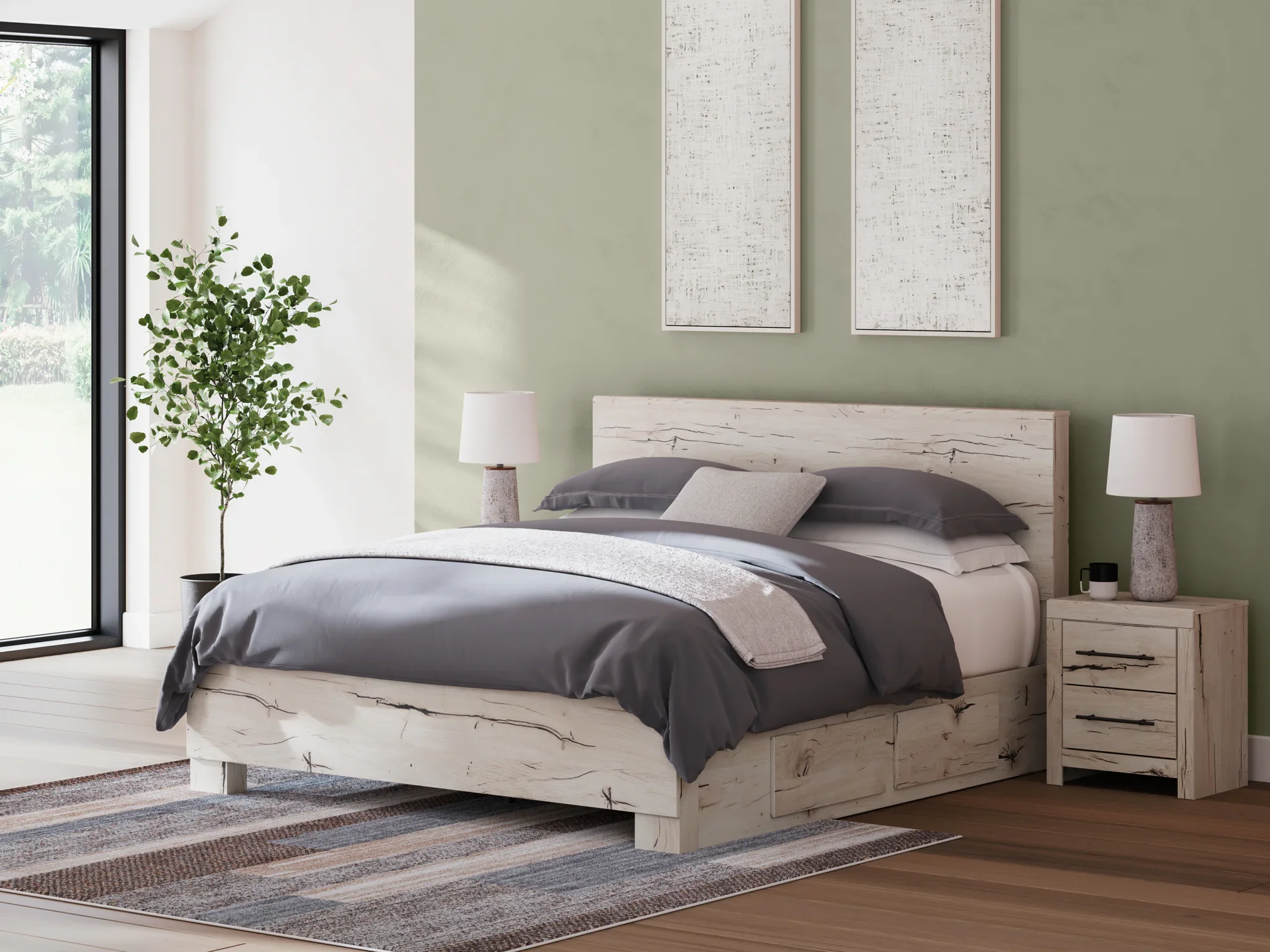 Lawroy - Light Natural - King Panel Bed With Under Bed Storage - Image 2