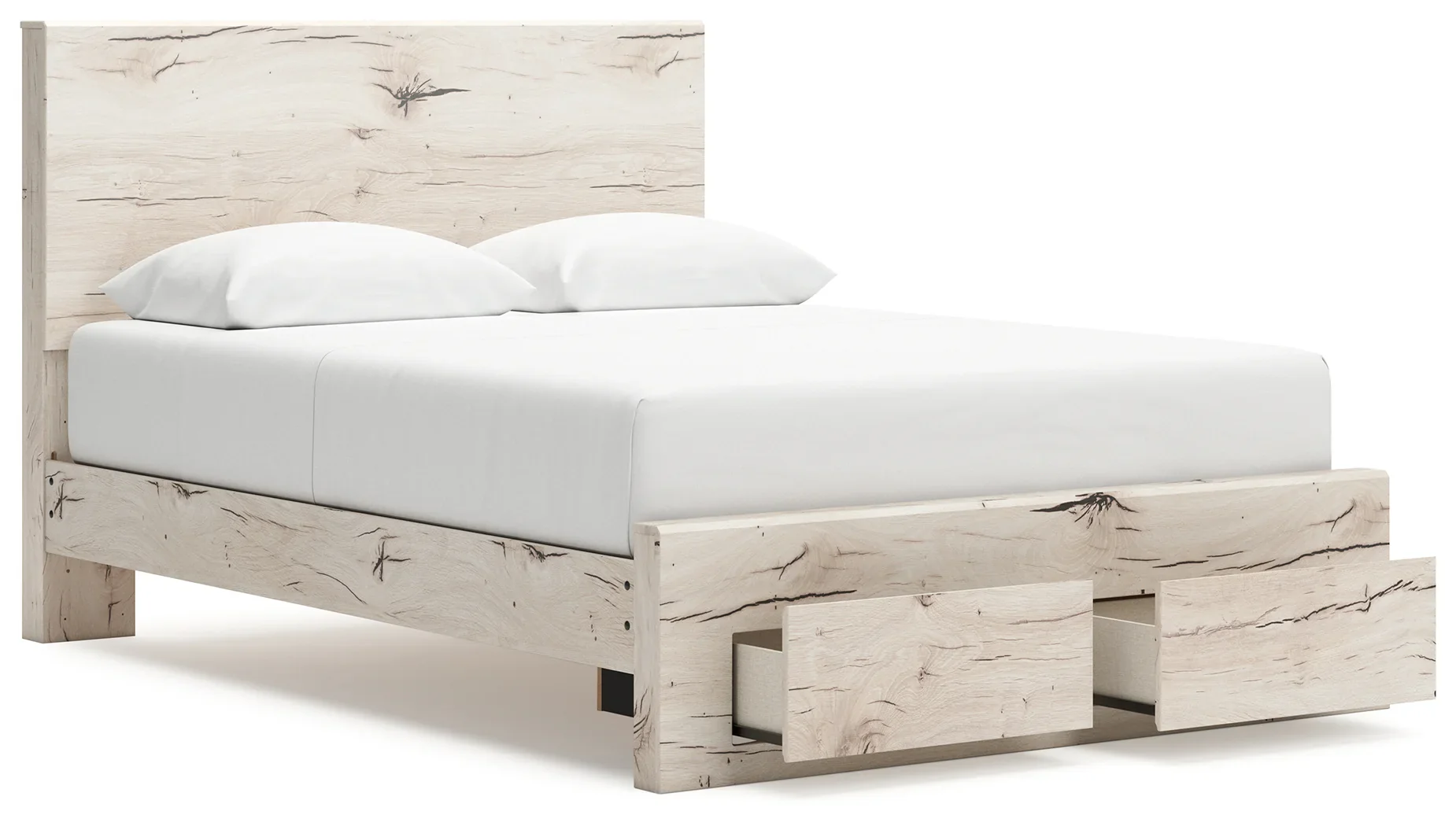 Lawroy - Light Natural - Queen Panel Bed With Storage Footboard - Image 3