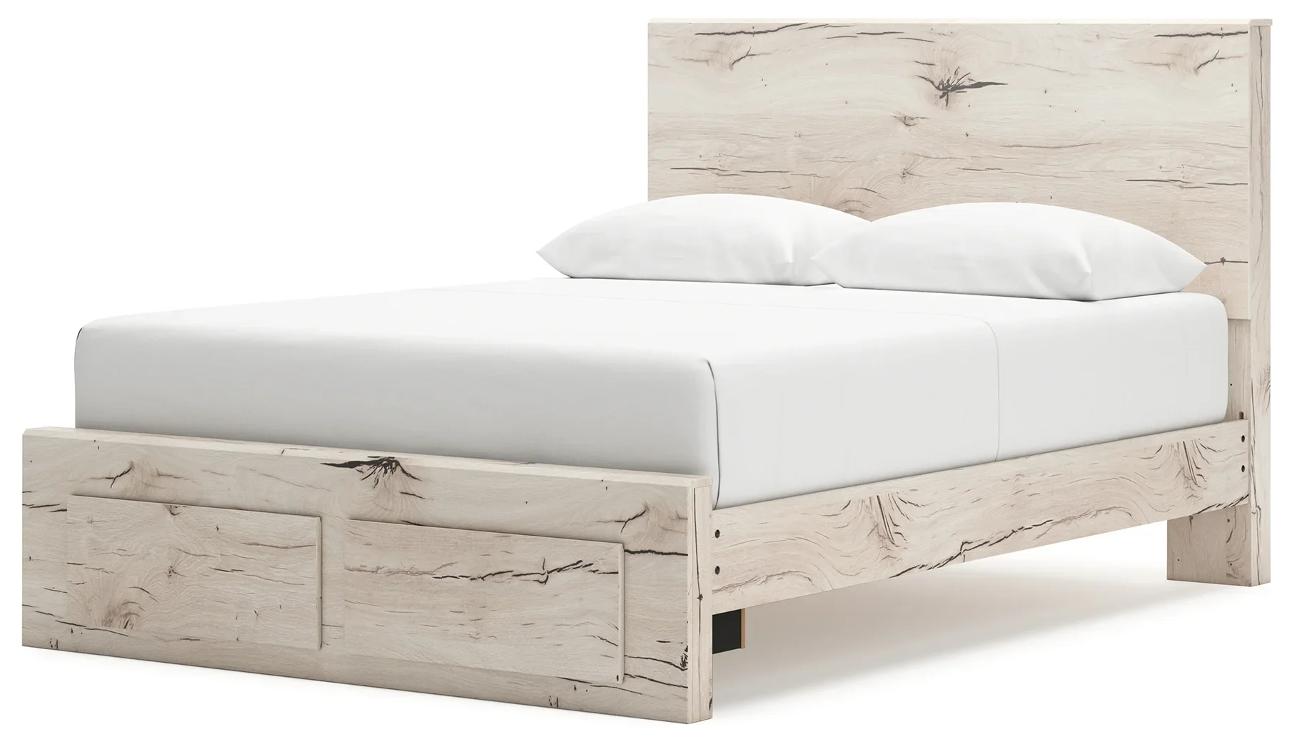 Lawroy - Light Natural - Queen Panel Bed With Storage Footboard - Image 4