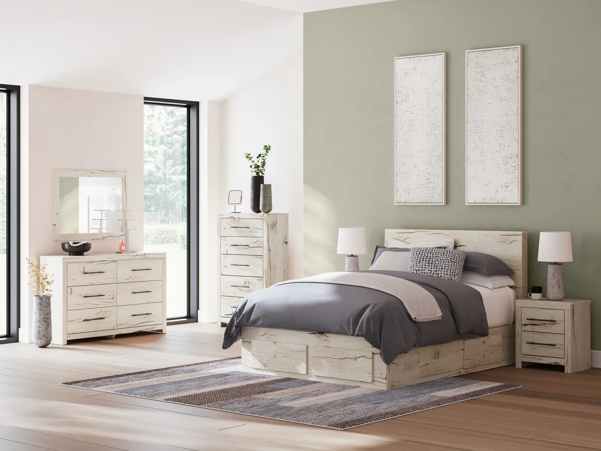 Lawroy - Light Natural - Queen Panel Bed With Storage Footboard And 2 Under Bed Storage Units - Image 10