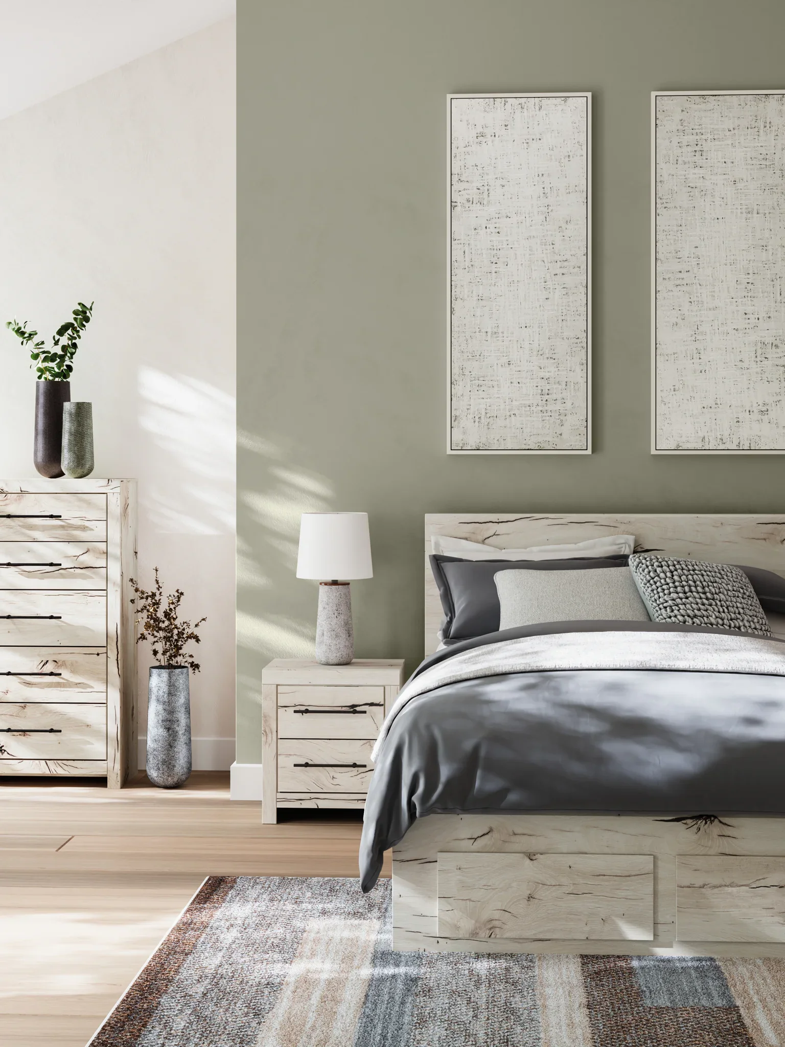 Lawroy - Light Natural - Queen Panel Bed With Storage Footboard And 2 Under Bed Storage Units - Image 11