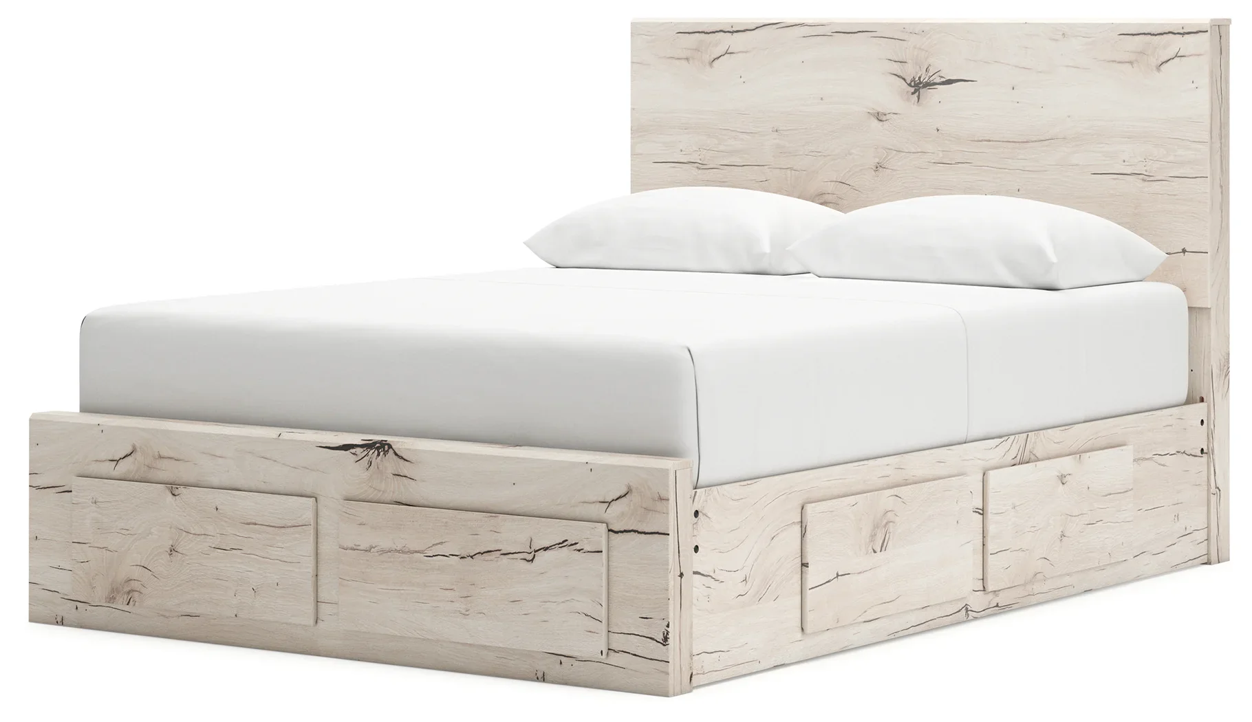 Lawroy - Light Natural - Queen Panel Bed With Storage Footboard And 2 Under Bed Storage Units - Image 4