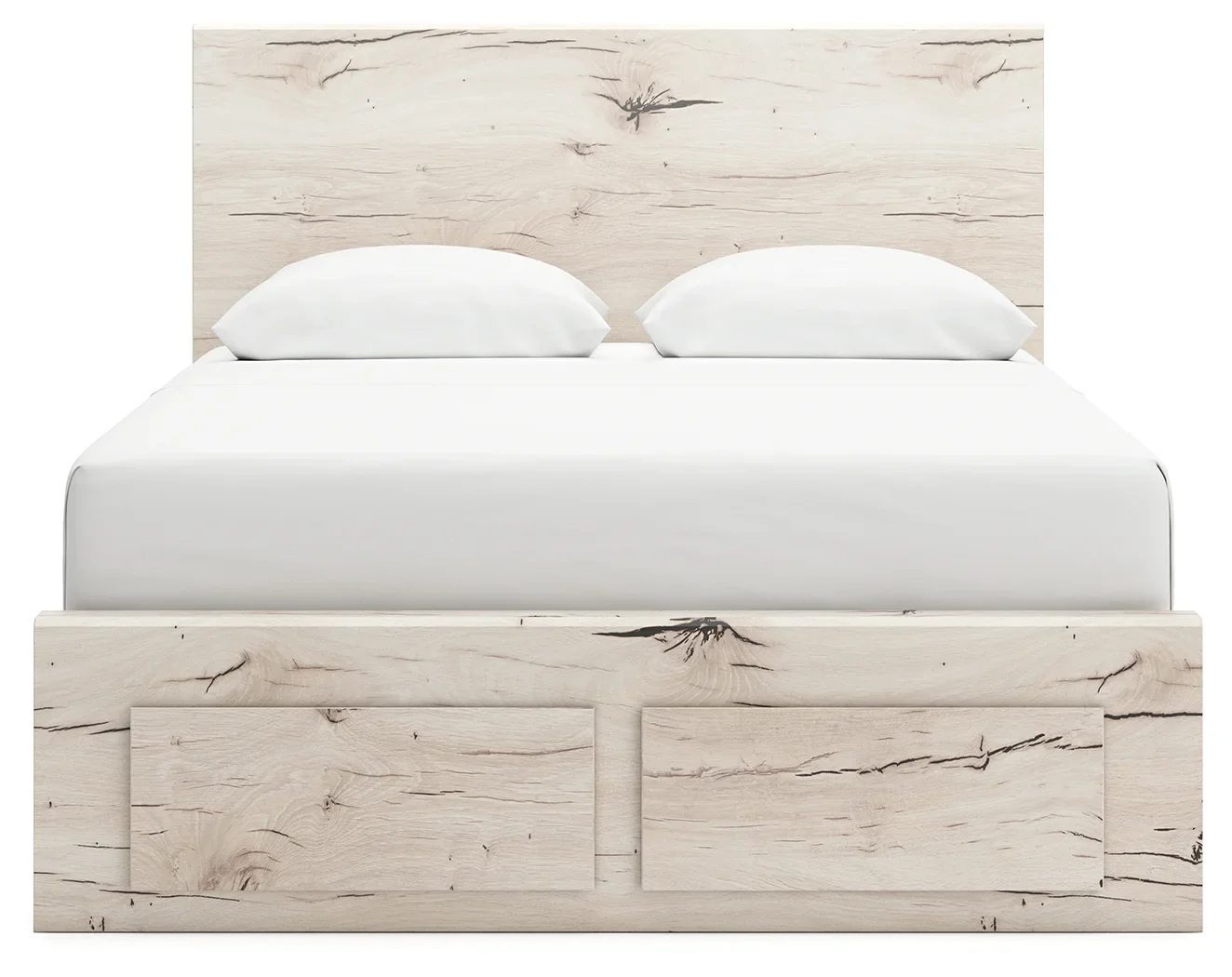 Lawroy - Light Natural - Queen Panel Bed With Storage Footboard And 2 Under Bed Storage Units - Image 5