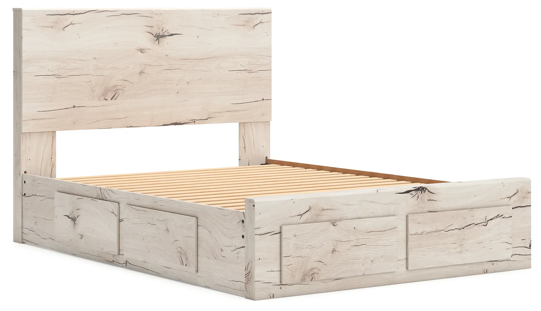 Lawroy - Light Natural - Queen Panel Bed With Storage Footboard And 2 Under Bed Storage Units - Image 9