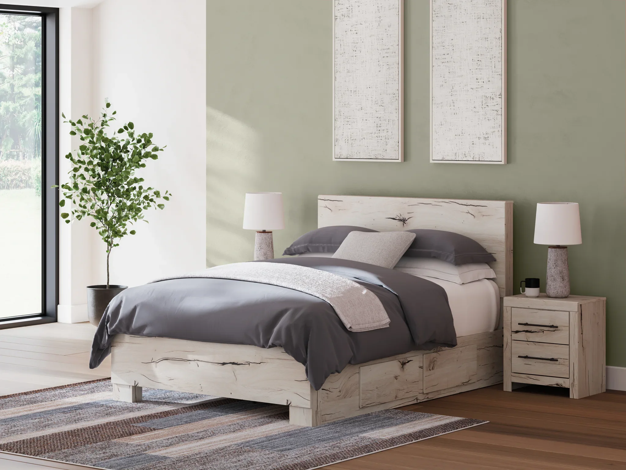 Lawroy - Light Natural - Queen Panel Bed With Under Bed Storage - Image 2