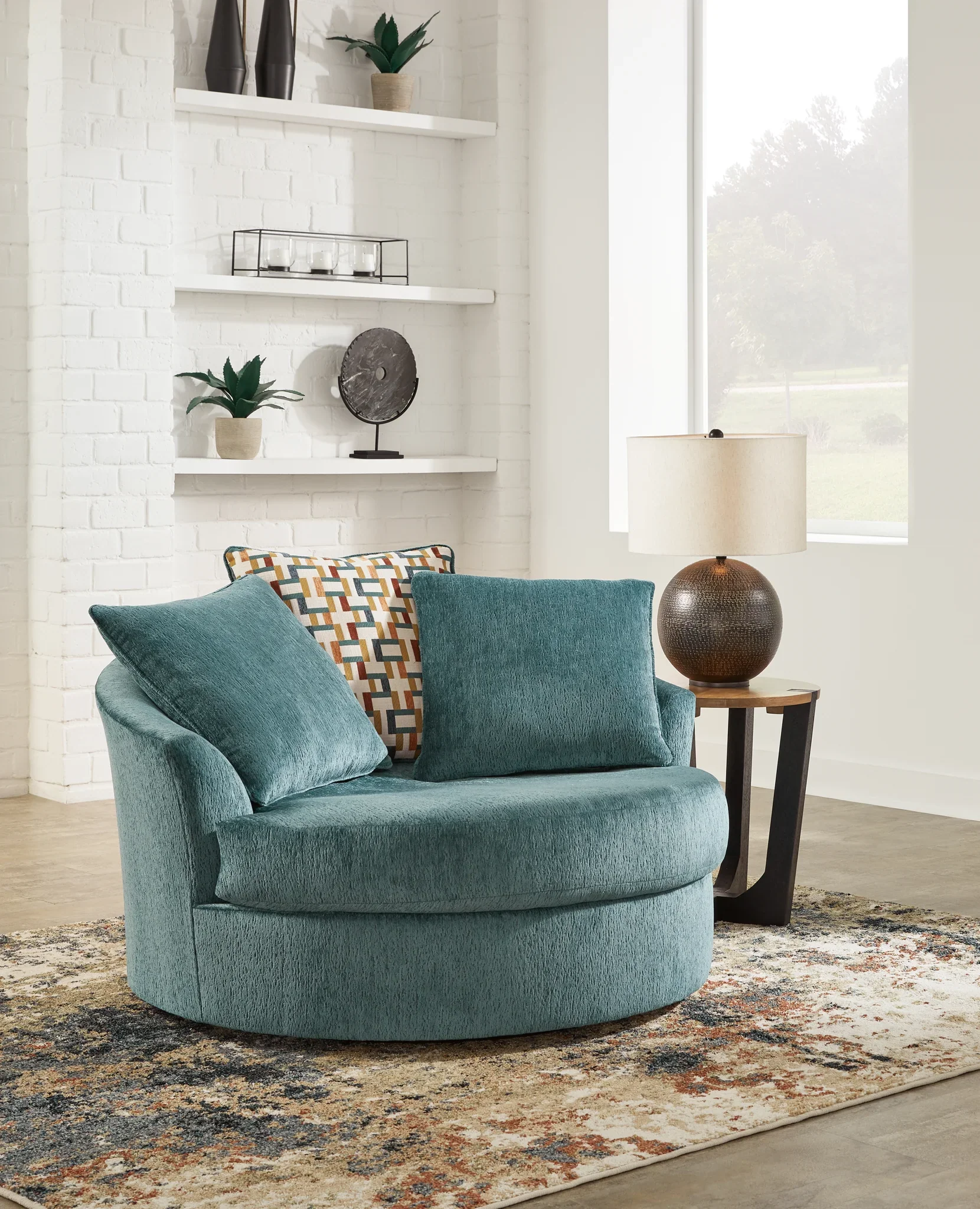 Laylabrook - Teal - Oversized Swivel Accent Chair - Image 2