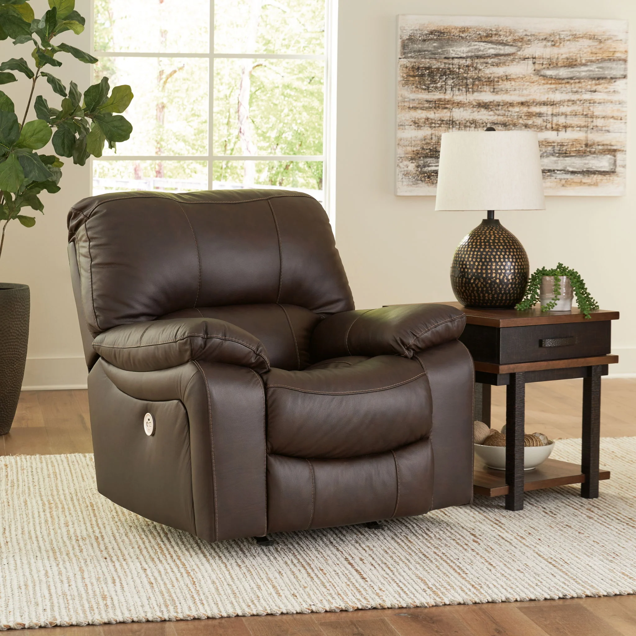 Leesworth - Dark Brown - Power Rocker Recliner - Image 2
