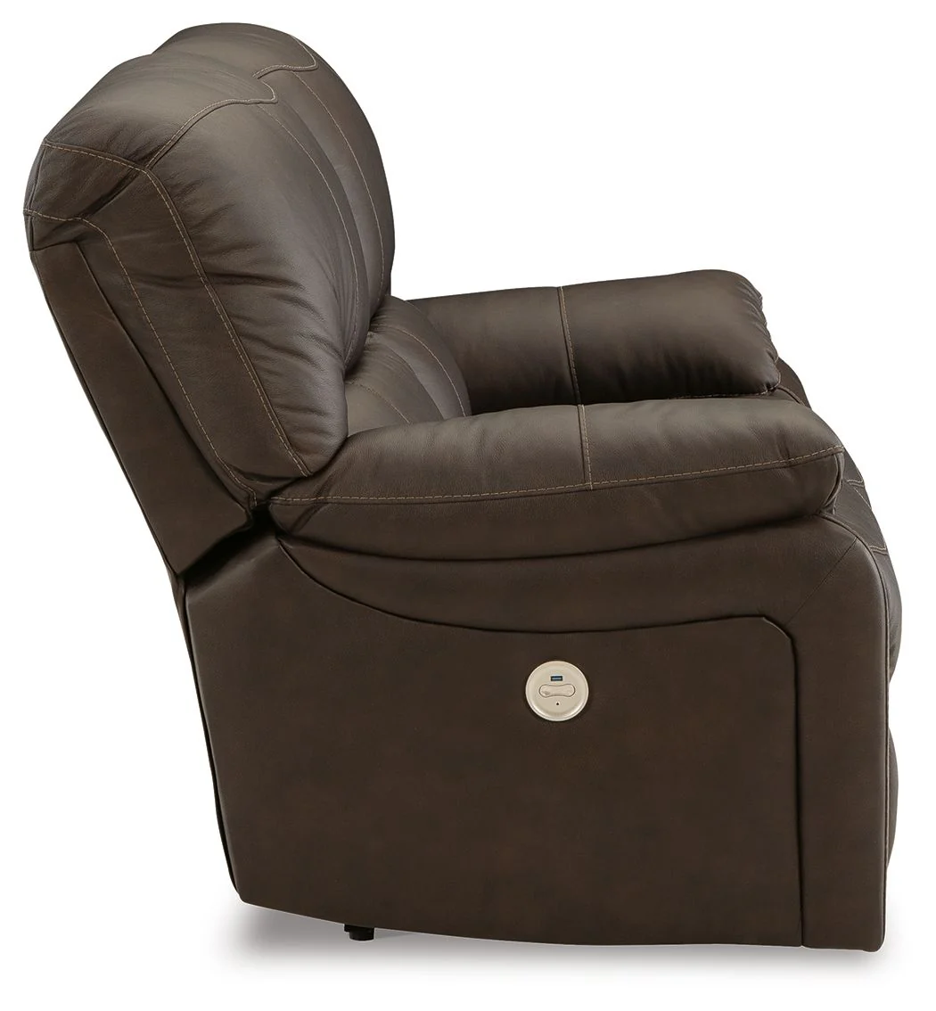 Leesworth - Dark Brown - Reclining Power Loveseat - Image 3